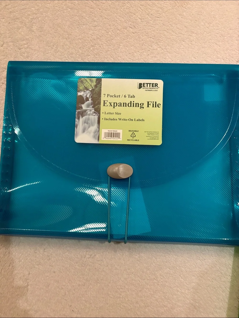 SET OF THREE 7-Pocket Expanding Files - Blue, Pink & Green NWT